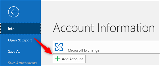 Outlook "Añadir cuenta" botón.