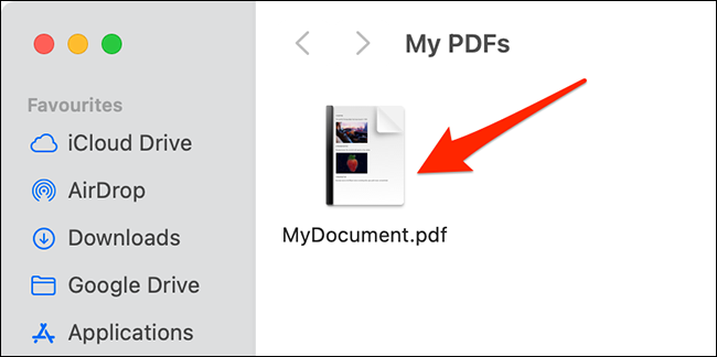 Busque el archivo PDF en Finder.