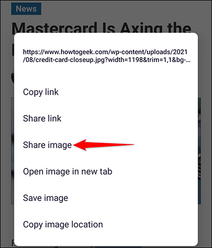 Seleccione "Compartir imagen" en Mozilla Firefox.