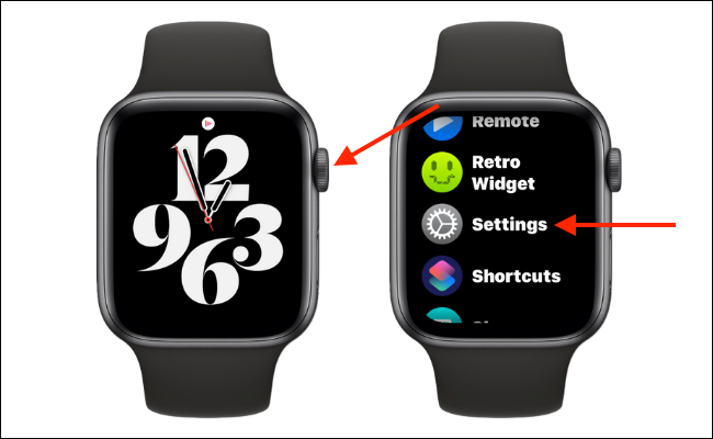 Open settings on Apple Watch