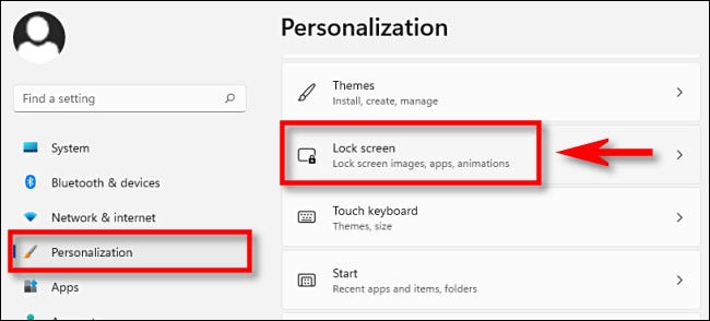 En la configuración de Windows, haz clic en "Personalización" y luego selecciona "Bloquear pantalla".