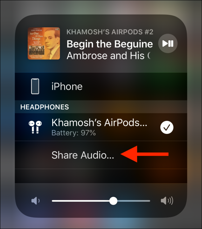 Toque el botón Compartir audio