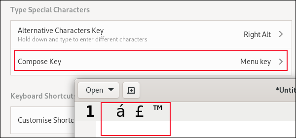 Opción de redacción de clave en Configuración y caracteres especiales