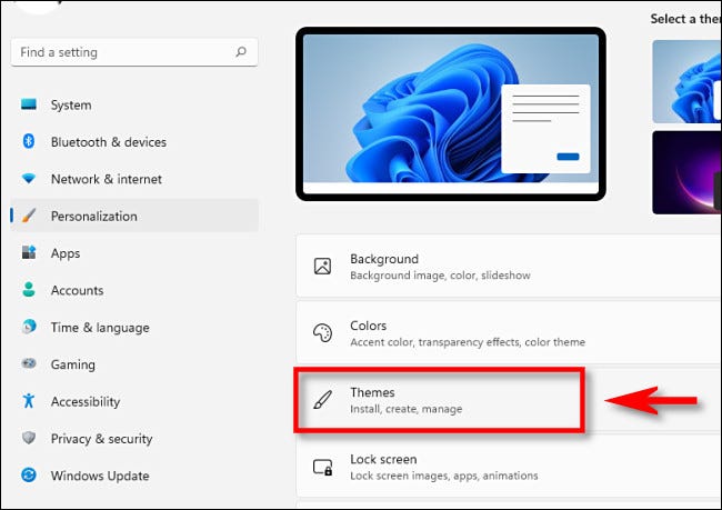 En la configuración de personalización de Windows 11, haga clic en "Temas".