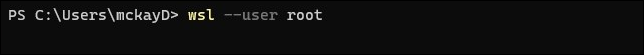 wsl: usuario root en una ventana de comandos