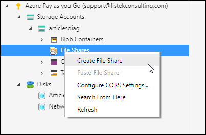 crear un recurso compartido de archivos en azul