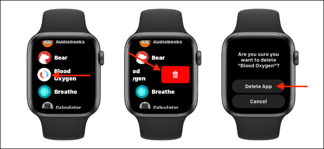 Eliminar la aplicación Blood Oxygen de la vista de lista en Apple Watch