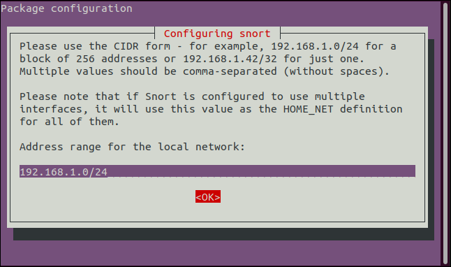 proporcionar los detalles de la red en notación CIDR en un terminal windwo