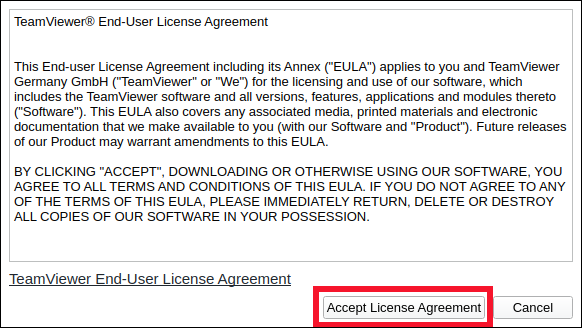 Haga clic en "Aceptar acuerdo de licencia".