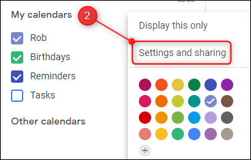 Google Calendar Sharing and Settings for Sharing