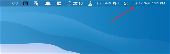Haga clic en Hora en la barra de menú de Mac para abrir el Centro de notificaciones