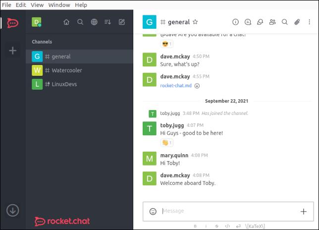 Cliente de escritorio Linux Rocket.Chat