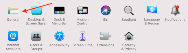 Click General in System Preferences.