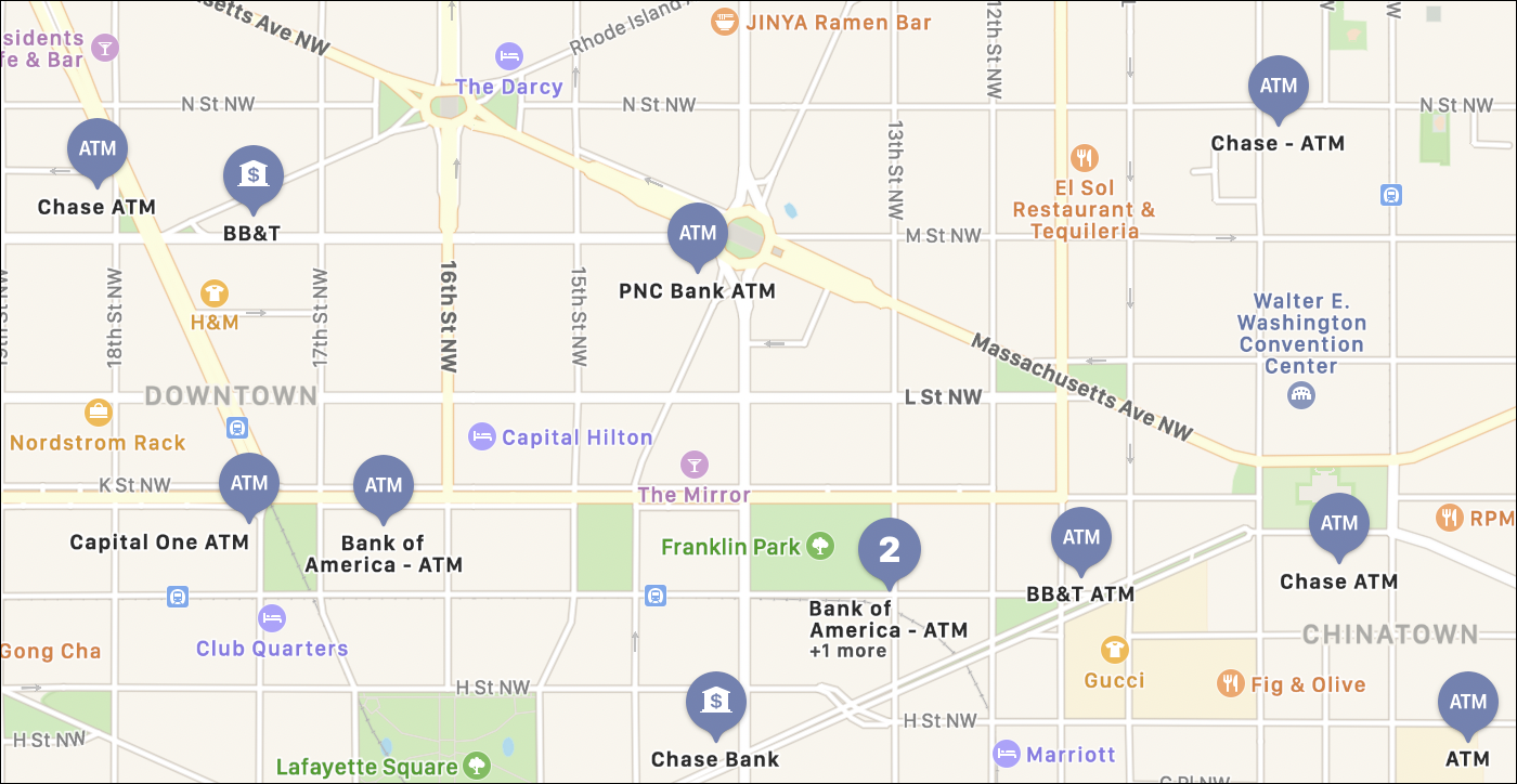 ubicaciones de cajeros automáticos en el mapa