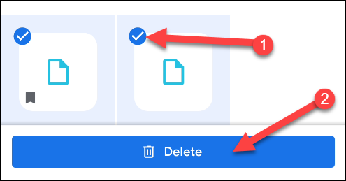 Seleccione los archivos que desea eliminar y luego toque "Eliminar".