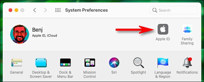En Preferencias del sistema, haga clic en "ID de Apple".