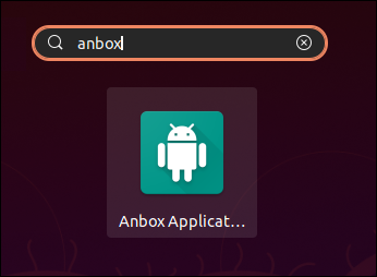 Buscando Anbox en la pantalla de actividades de GNOME
