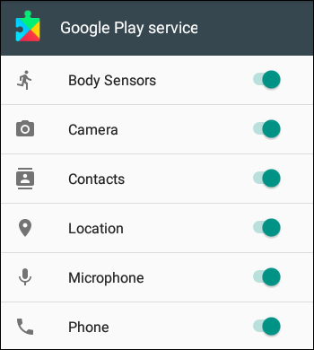 Los permisos de los servicios de Google Play