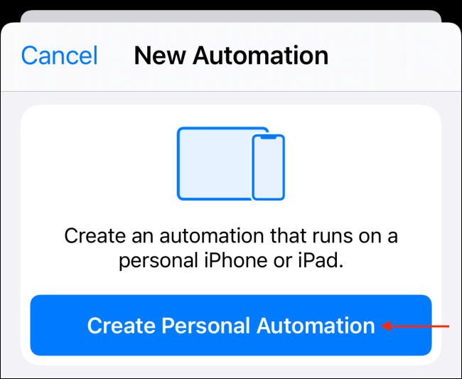 Appuyez sur Créer une automatisation personnelle