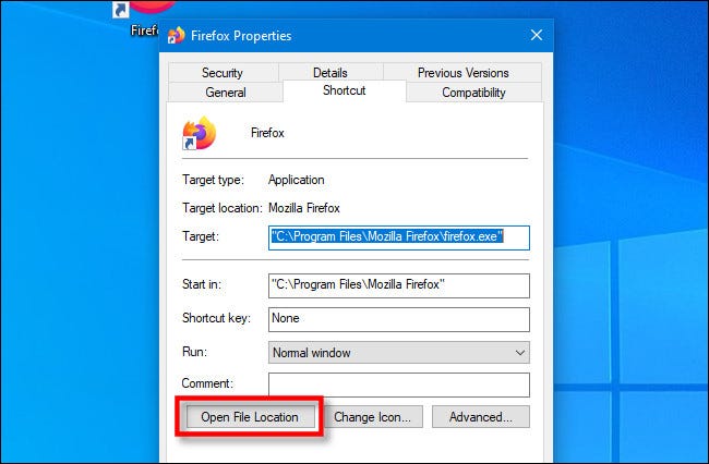 Para encontrar el archivo EXE de una aplicación, haga clic con el botón derecho en un acceso directo y haga clic en "Abrir localización de archivo" en la ventana Propiedades en Windows 10.