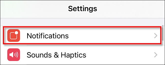 En la configuración de iPhone o iPad, toca "Notificaciones".