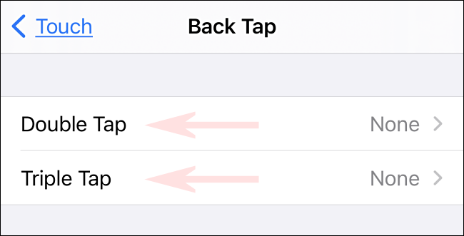 En la configuración de Back Tap, seleccione "Double Tap" o "Triple Tap".