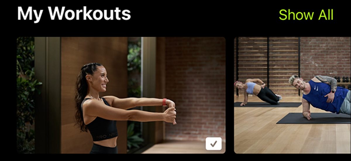 image d'aperçu montrant mes entraînements dans Apple Fitness +
