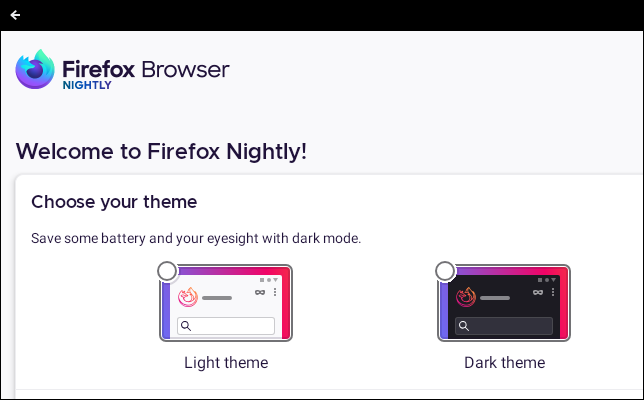 La compilación de Firefox Nighhtly se ejecuta en un Chromebook