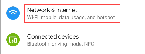 configuración de red e Internet de Android