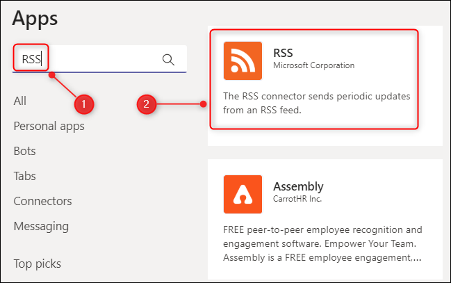 El conector RSS para Microsoft Teams.