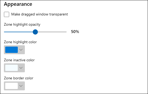 opzioni di aspetto