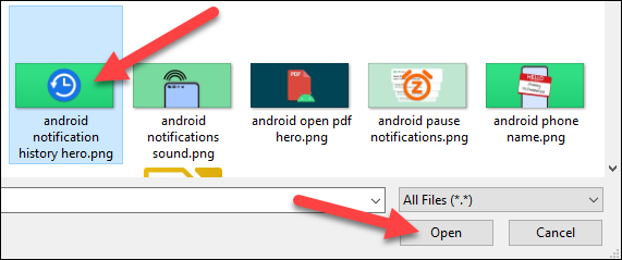Elija un archivo de su computadora con Windows y haga clic en "Abrir"
