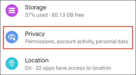 privacidad en la configuración