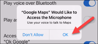 Otorgue permiso a la aplicación para usar el micrófono de su iPhone tocando el "OK" botón