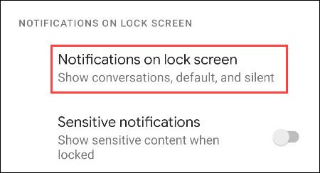 seleccionar notificaciones en la pantalla de bloqueo