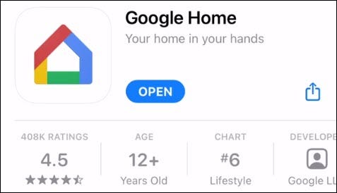 aplicación iphone google home