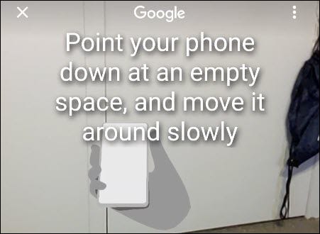 mover el teléfono para analizar el espacio