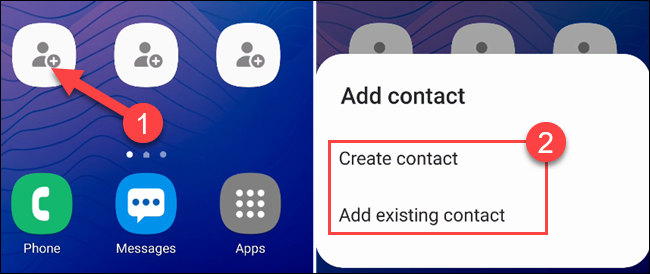 Touch one of the empty shortcuts to select a contact, then select 
