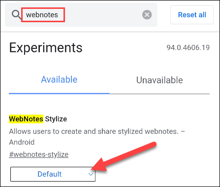 Toca el menú desplegable de "WebNotes Stylize".
