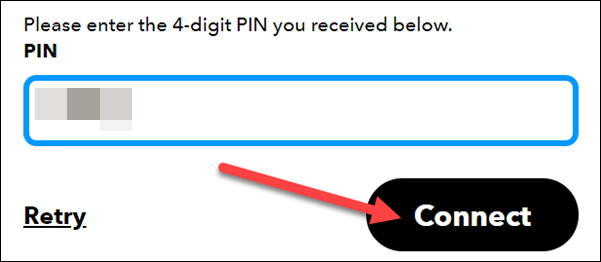 Haga clic en "Conectar" después de ingresar el PIN.