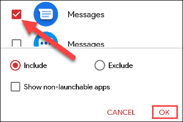 Elija su aplicación de mensajería y toque "Aceptar".