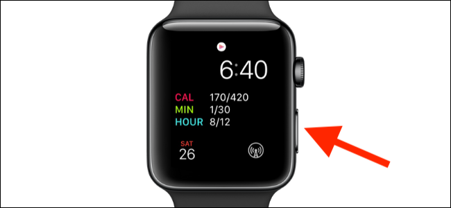 botón lateral indicado en el Apple Watch