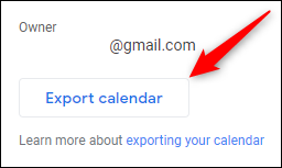 El botón "Exportar calendario"