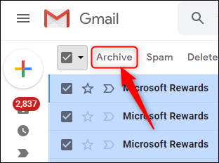 El botón Archivo de Gmail