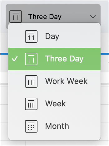 Elija tres días en el calendario de Outlook