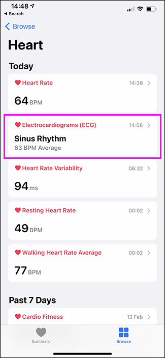 aplicación de salud con ecg resaltado