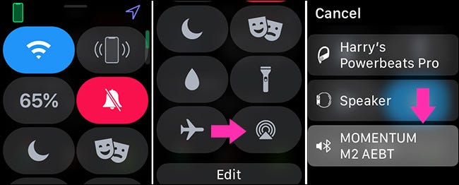 seleccionar un dispositivo de audio en un Apple Watch