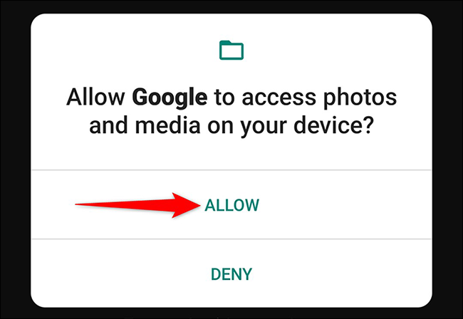 Toque "Permitir" en el mensaje de acceso de Google Lens.