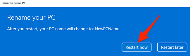 Haga clic en "Reiniciar ahora" para reiniciar la PC.