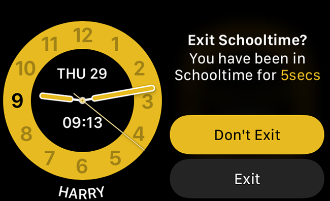 reloj de manzana modo horario escolar reloj cara